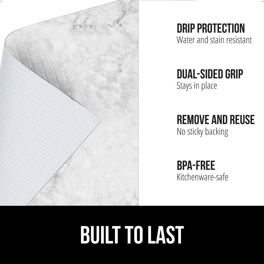 imageGORILLA GRIP DripGuard Shelf Liner Non Adhesive Drawer and Kitchen Cabinet Protector Slip Resistant BPA Free Smooth Surface Plastic Liners for Cabinets Bathrooms Closets 12x120 Inch GrayMarble