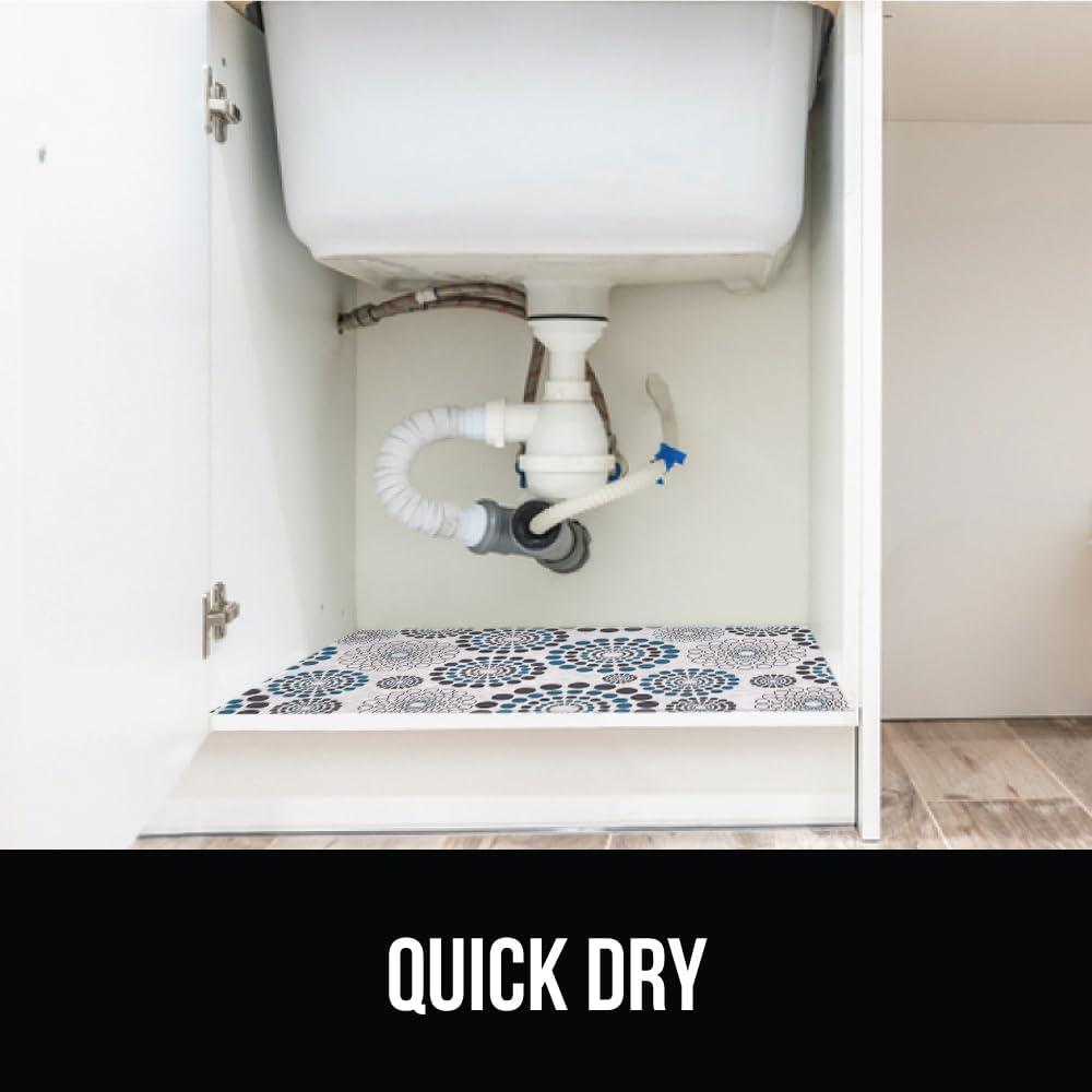 imageGORILLA GRIP LeakGuard NonAdhesive Under Sink Mat for Kitchen Cabinet Waterproof Quick Dry Shelf Liner Durable Absorbent Felt Mats for Bathroom Sinks Cabinets Dresser Easy to Trim 24x30 CharcoalSpiral GrayWhiteTurquoise