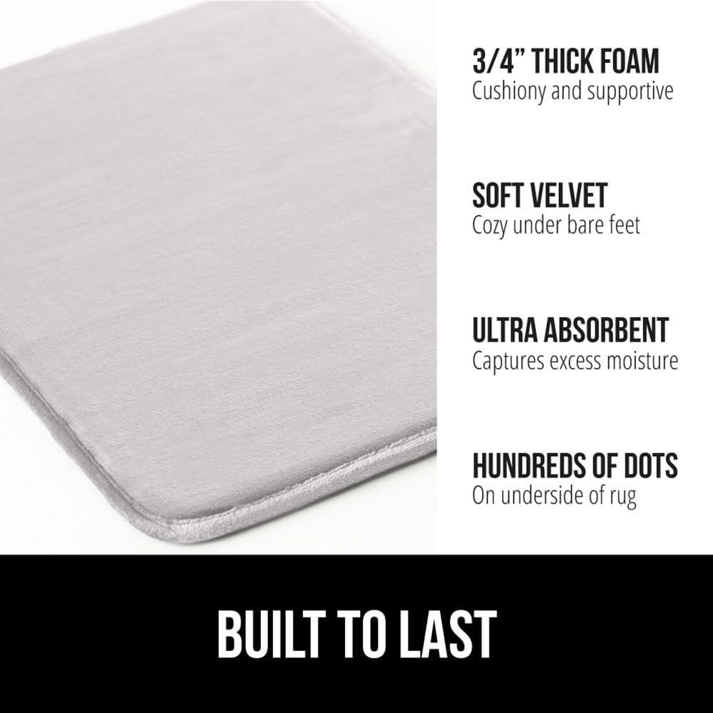 imageGORILLA GRIP Thick Memory Foam Toilet Rug for Bathroom Square Shaped Washable Soft Absorbent Velvet Topside Floor Mats Machine Wash Cushioned Luxury Rugs for Bath Room 225x195 Graphite GrayLight Gray