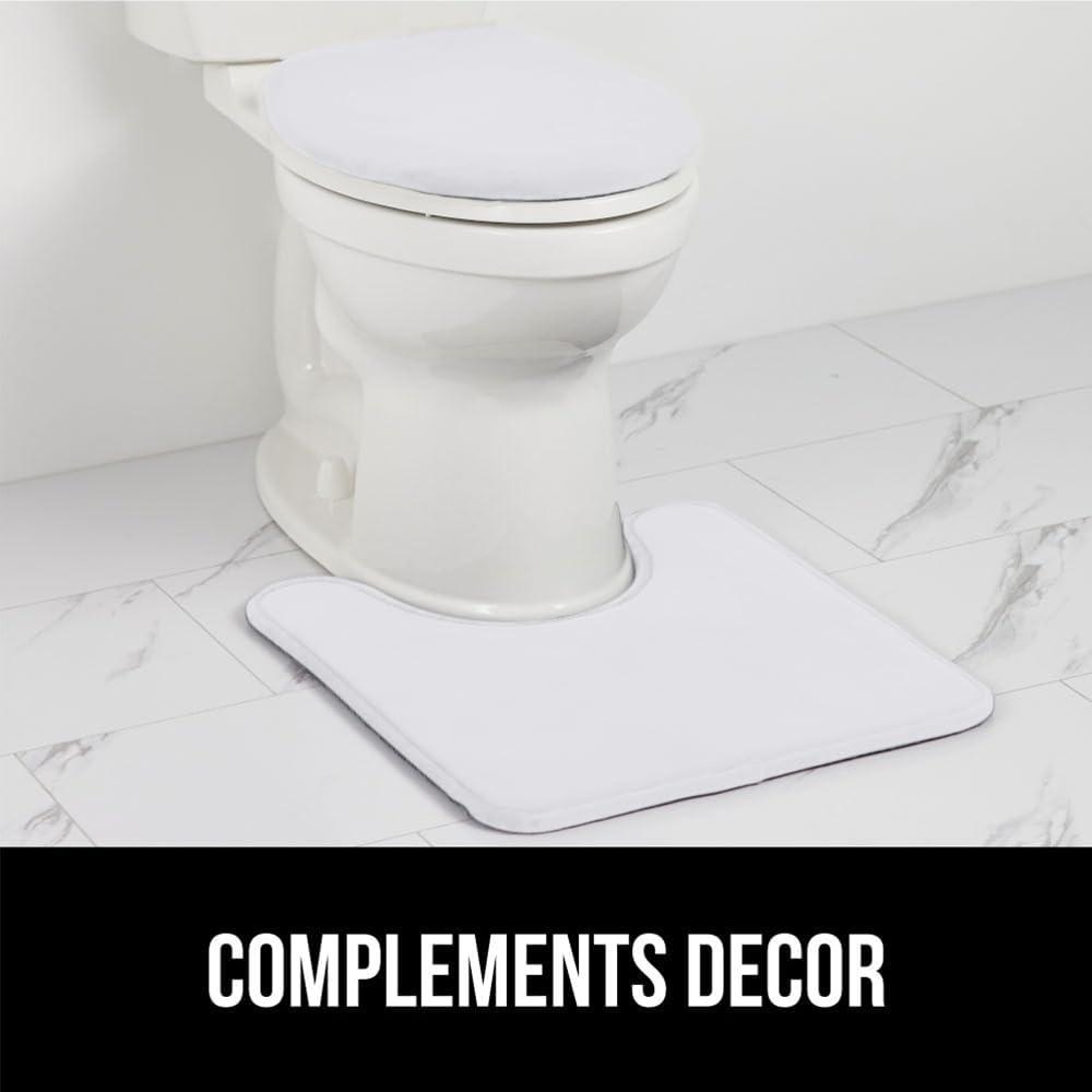 imageGORILLA GRIP Thick Memory Foam Toilet Rug for Bathroom Square Shaped Washable Soft Absorbent Velvet Topside Floor Mats Machine Wash Cushioned Luxury Rugs for Bath Room 225x195 Graphite GrayWhite