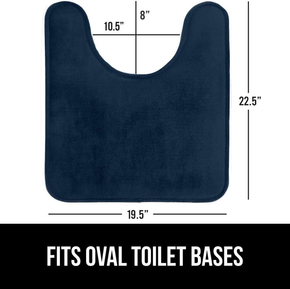 imageGORILLA GRIP Thick Memory Foam Toilet Rug for Bathroom Square Shaped Washable Soft Absorbent Velvet Topside Floor Mats Machine Wash Cushioned Luxury Rugs for Bath Room 225x195 Graphite GrayNavy