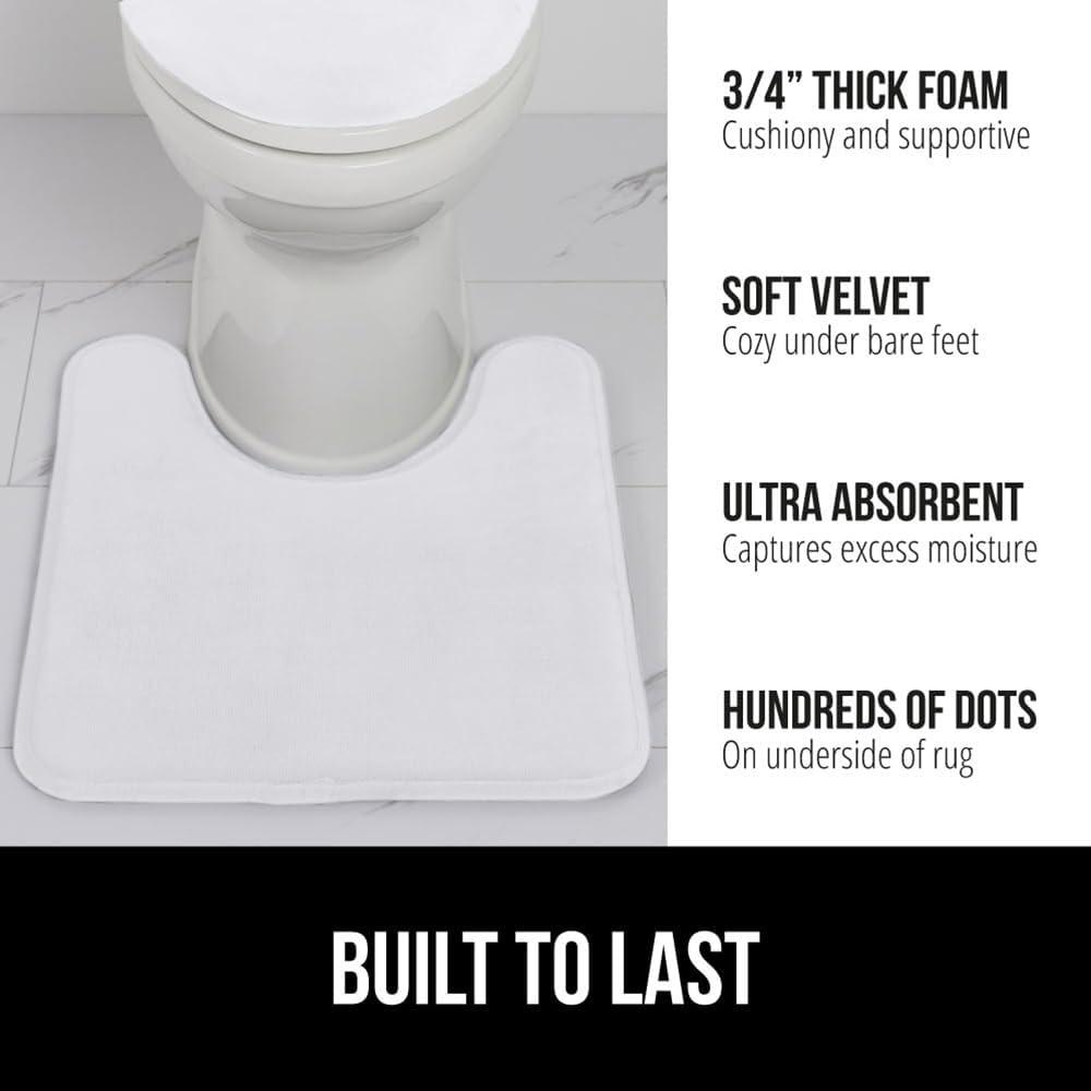 imageGORILLA GRIP Thick Memory Foam Toilet Rug for Bathroom Square Shaped Washable Soft Absorbent Velvet Topside Floor Mats Machine Wash Cushioned Luxury Rugs for Bath Room 225x195 Graphite GrayWhite