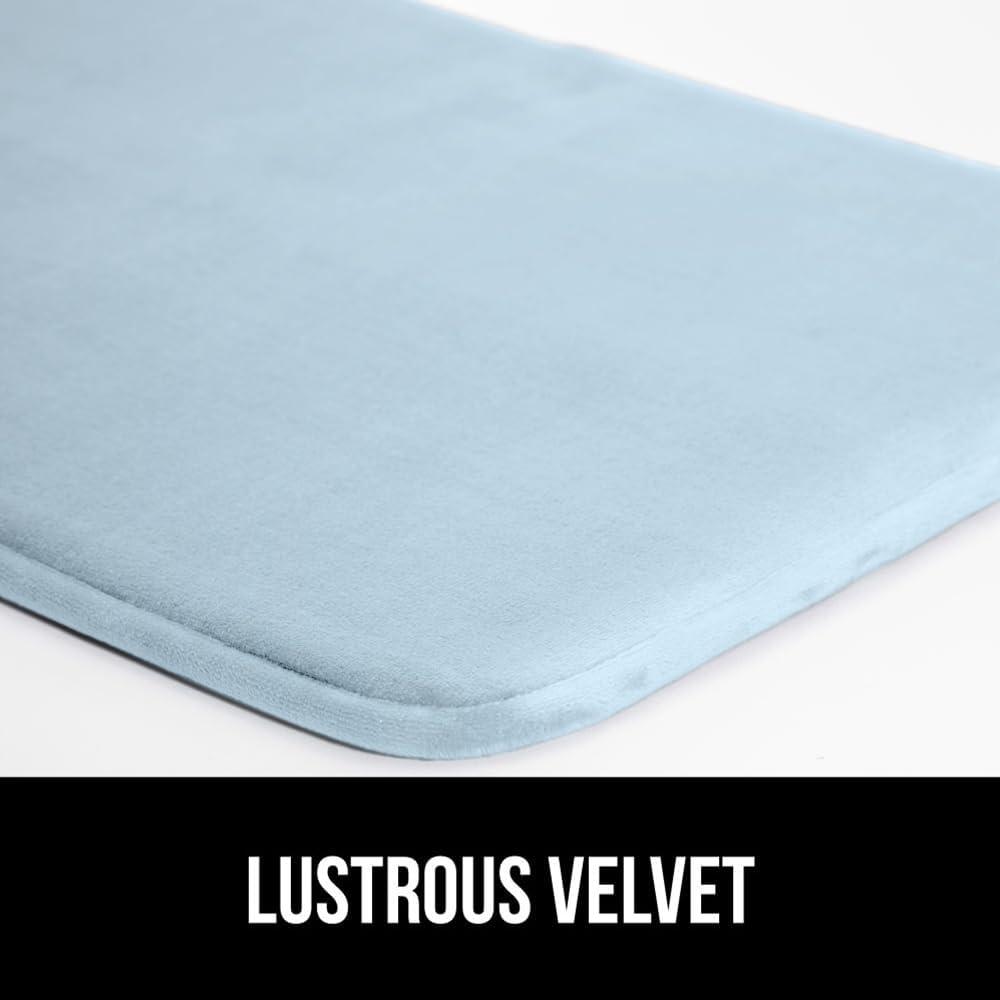 imageGORILLA GRIP Thick Memory Foam Toilet Rug for Bathroom Square Shaped Washable Soft Absorbent Velvet Topside Floor Mats Machine Wash Cushioned Luxury Rugs for Bath Room 225x195 Graphite GrayLight Blue