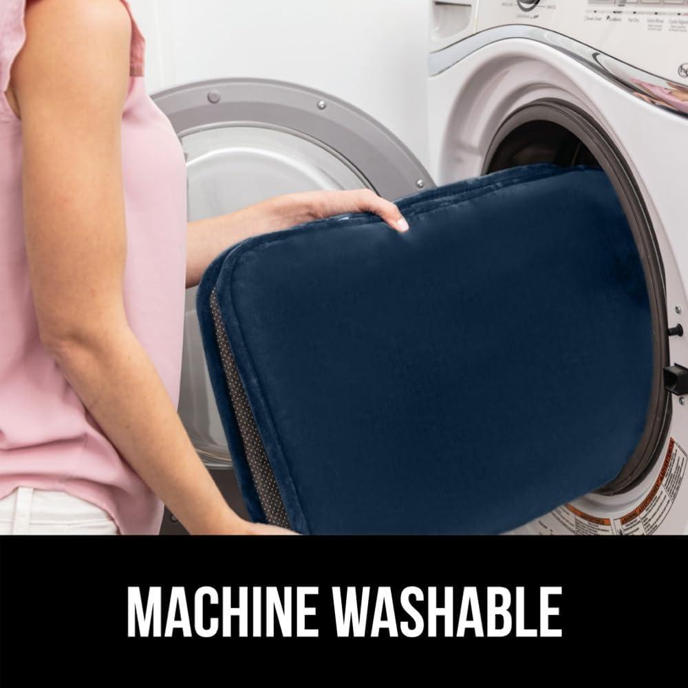 imageGORILLA GRIP Thick Memory Foam Toilet Rug for Bathroom Square Shaped Washable Soft Absorbent Velvet Topside Floor Mats Machine Wash Cushioned Luxury Rugs for Bath Room 225x195 Graphite GrayNavy