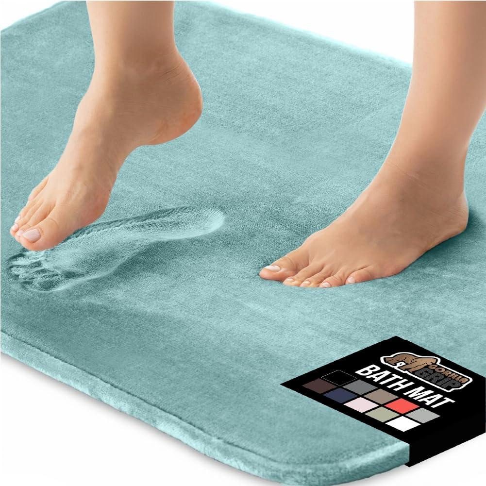 imageGORILLA GRIP Thick Memory Foam Toilet Rug for Bathroom Square Shaped Washable Soft Absorbent Velvet Topside Floor Mats Machine Wash Cushioned Luxury Rugs for Bath Room 225x195 Graphite GraySeablue