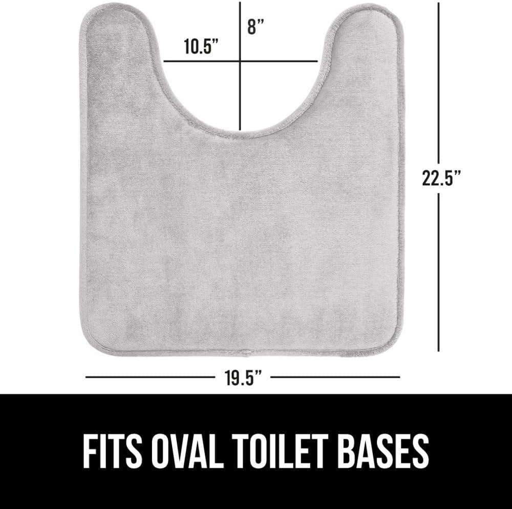 imageGORILLA GRIP Thick Memory Foam Toilet Rug for Bathroom Square Shaped Washable Soft Absorbent Velvet Topside Floor Mats Machine Wash Cushioned Luxury Rugs for Bath Room 225x195 Graphite GrayLight Gray