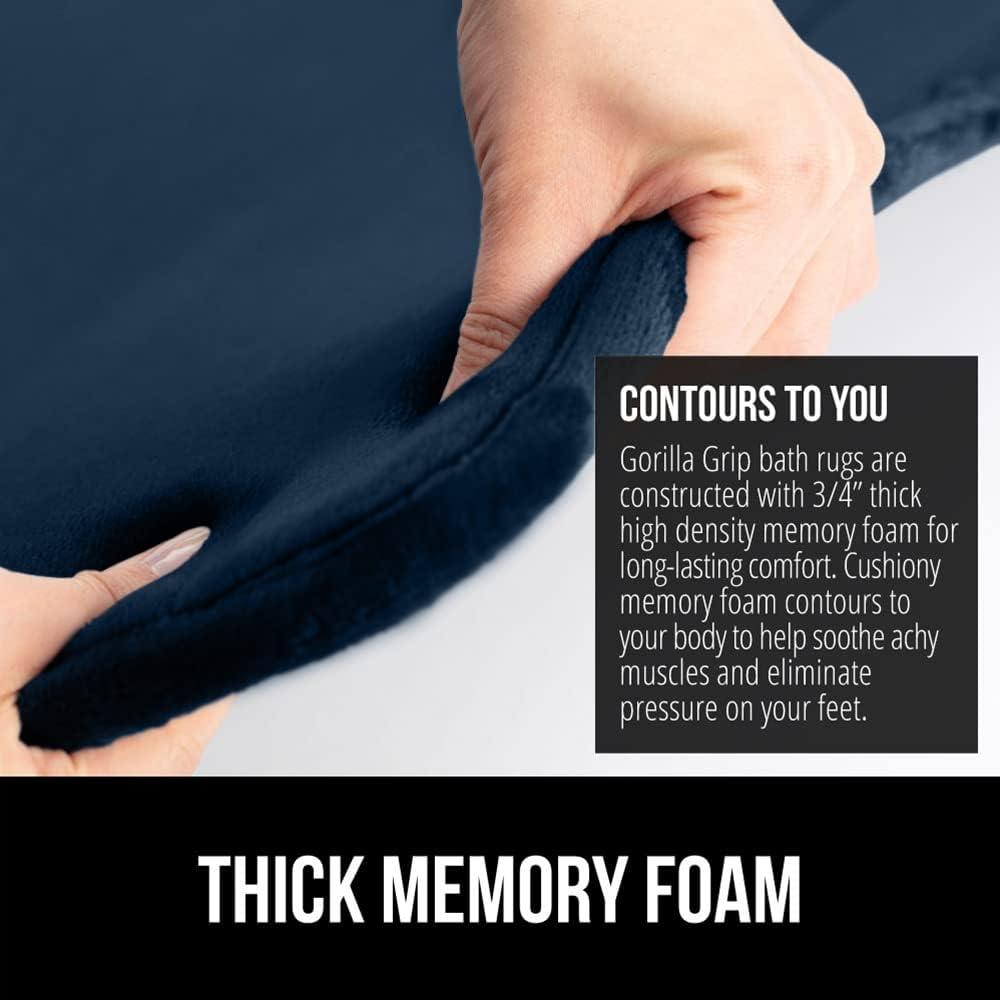 imageGORILLA GRIP Thick Memory Foam Toilet Rug for Bathroom Square Shaped Washable Soft Absorbent Velvet Topside Floor Mats Machine Wash Cushioned Luxury Rugs for Bath Room 225x195 Graphite GrayNavy