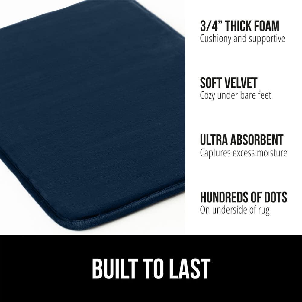 imageGORILLA GRIP Thick Memory Foam Toilet Rug for Bathroom Square Shaped Washable Soft Absorbent Velvet Topside Floor Mats Machine Wash Cushioned Luxury Rugs for Bath Room 225x195 Graphite GrayNavy
