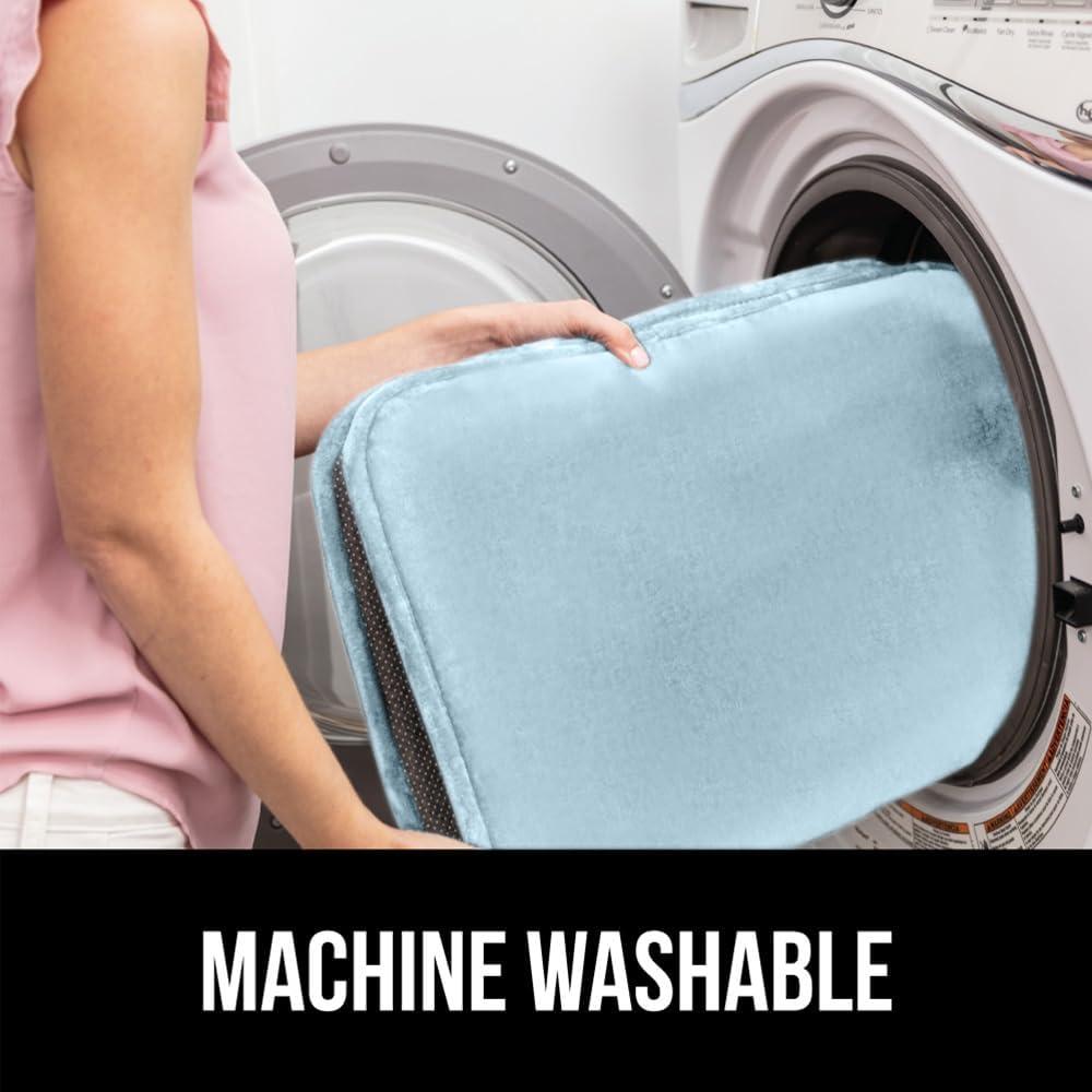 imageGORILLA GRIP Thick Memory Foam Toilet Rug for Bathroom Square Shaped Washable Soft Absorbent Velvet Topside Floor Mats Machine Wash Cushioned Luxury Rugs for Bath Room 225x195 Graphite GrayLight Blue