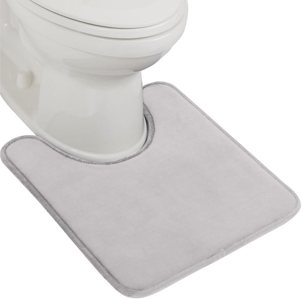imageGORILLA GRIP Thick Memory Foam Toilet Rug for Bathroom Square Shaped Washable Soft Absorbent Velvet Topside Floor Mats Machine Wash Cushioned Luxury Rugs for Bath Room 225x195 Graphite GrayLight Gray
