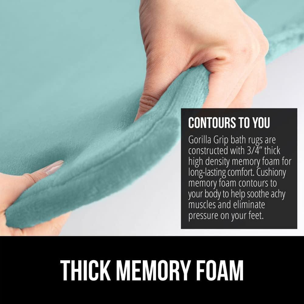 imageGORILLA GRIP Thick Memory Foam Toilet Rug for Bathroom Square Shaped Washable Soft Absorbent Velvet Topside Floor Mats Machine Wash Cushioned Luxury Rugs for Bath Room 225x195 Graphite GraySeablue