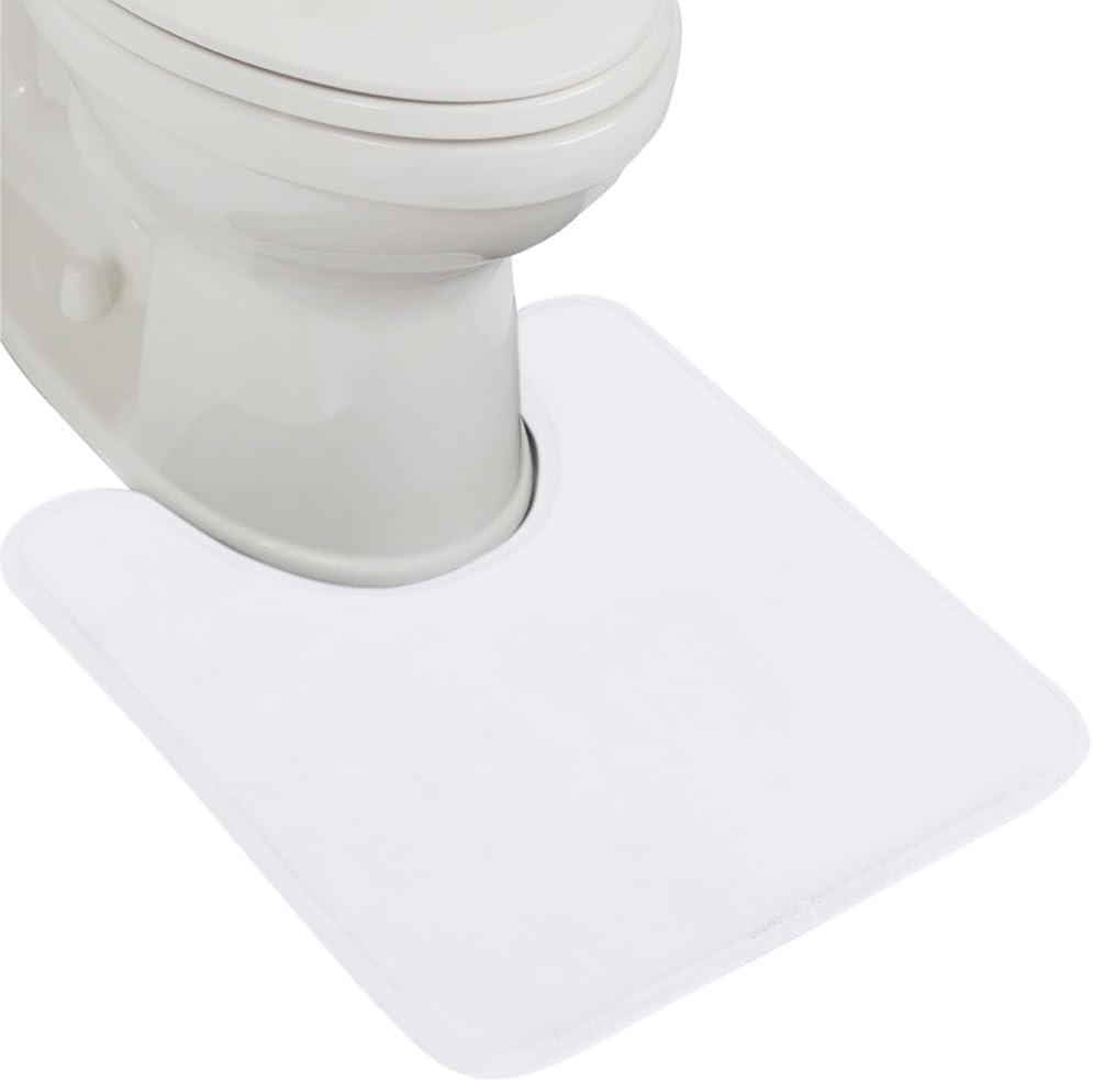 imageGORILLA GRIP Thick Memory Foam Toilet Rug for Bathroom Square Shaped Washable Soft Absorbent Velvet Topside Floor Mats Machine Wash Cushioned Luxury Rugs for Bath Room 225x195 Graphite GrayWhite