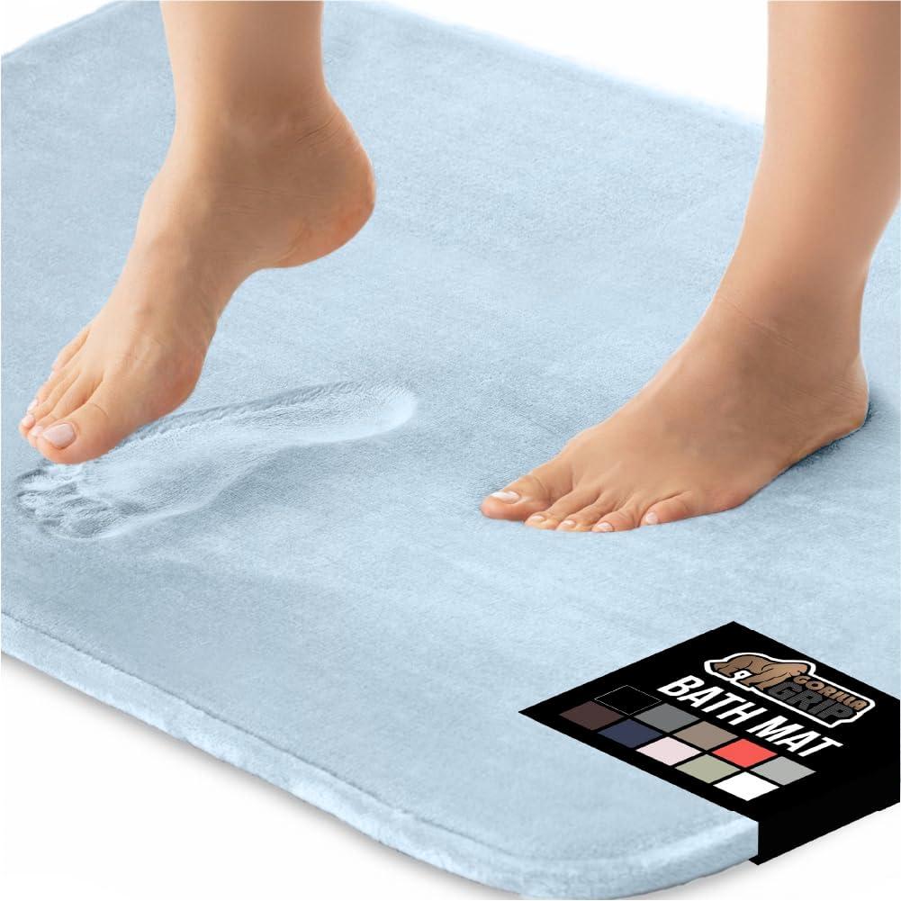 imageGORILLA GRIP Thick Memory Foam Toilet Rug for Bathroom Square Shaped Washable Soft Absorbent Velvet Topside Floor Mats Machine Wash Cushioned Luxury Rugs for Bath Room 225x195 Graphite GrayLight Blue