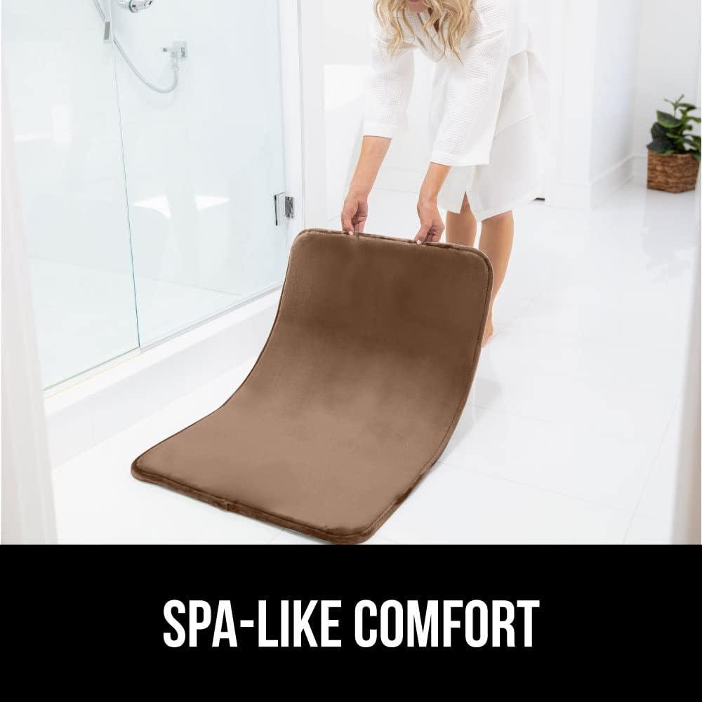 imageGORILLA GRIP Thick Memory Foam Toilet Rug for Bathroom Square Shaped Washable Soft Absorbent Velvet Topside Floor Mats Machine Wash Cushioned Luxury Rugs for Bath Room 225x195 Graphite GrayTaupe