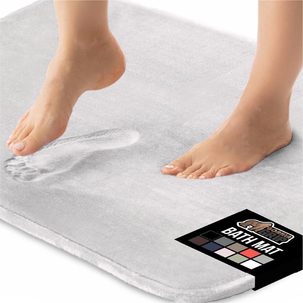 imageGORILLA GRIP Thick Memory Foam Toilet Rug for Bathroom Square Shaped Washable Soft Absorbent Velvet Topside Floor Mats Machine Wash Cushioned Luxury Rugs for Bath Room 225x195 Graphite GrayLight Gray
