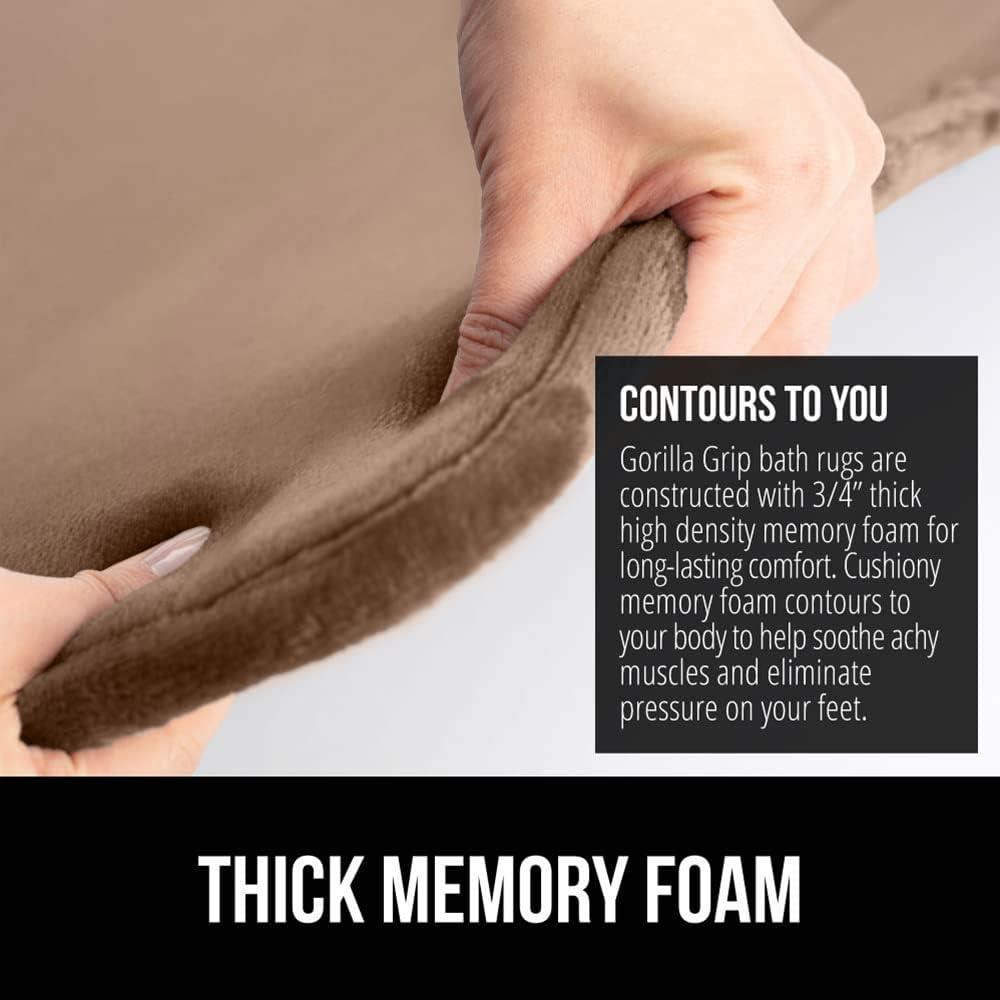 imageGORILLA GRIP Thick Memory Foam Toilet Rug for Bathroom Square Shaped Washable Soft Absorbent Velvet Topside Floor Mats Machine Wash Cushioned Luxury Rugs for Bath Room 225x195 Graphite GrayTaupe
