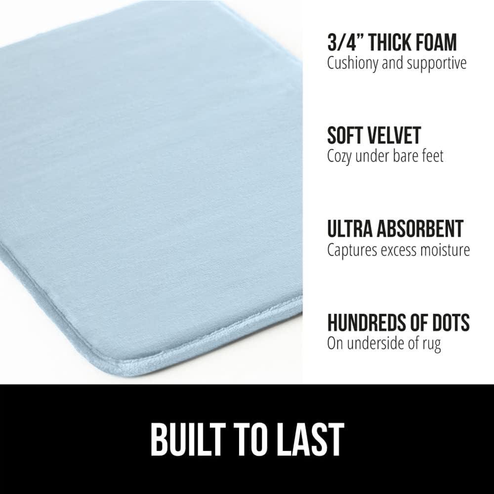 imageGORILLA GRIP Thick Memory Foam Toilet Rug for Bathroom Square Shaped Washable Soft Absorbent Velvet Topside Floor Mats Machine Wash Cushioned Luxury Rugs for Bath Room 225x195 Graphite GrayLight Blue