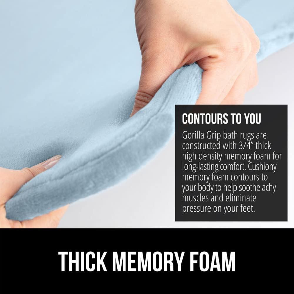 imageGORILLA GRIP Thick Memory Foam Toilet Rug for Bathroom Square Shaped Washable Soft Absorbent Velvet Topside Floor Mats Machine Wash Cushioned Luxury Rugs for Bath Room 225x195 Graphite GrayLight Blue