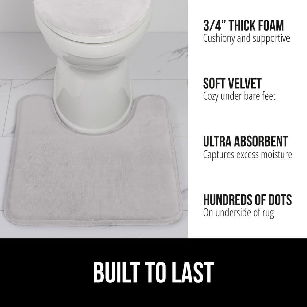 imageGORILLA GRIP Thick Memory Foam Toilet Rug for Bathroom Square Shaped Washable Soft Absorbent Velvet Topside Floor Mats Machine Wash Cushioned Luxury Rugs for Bath Room 225x195 Graphite GrayLight Gray