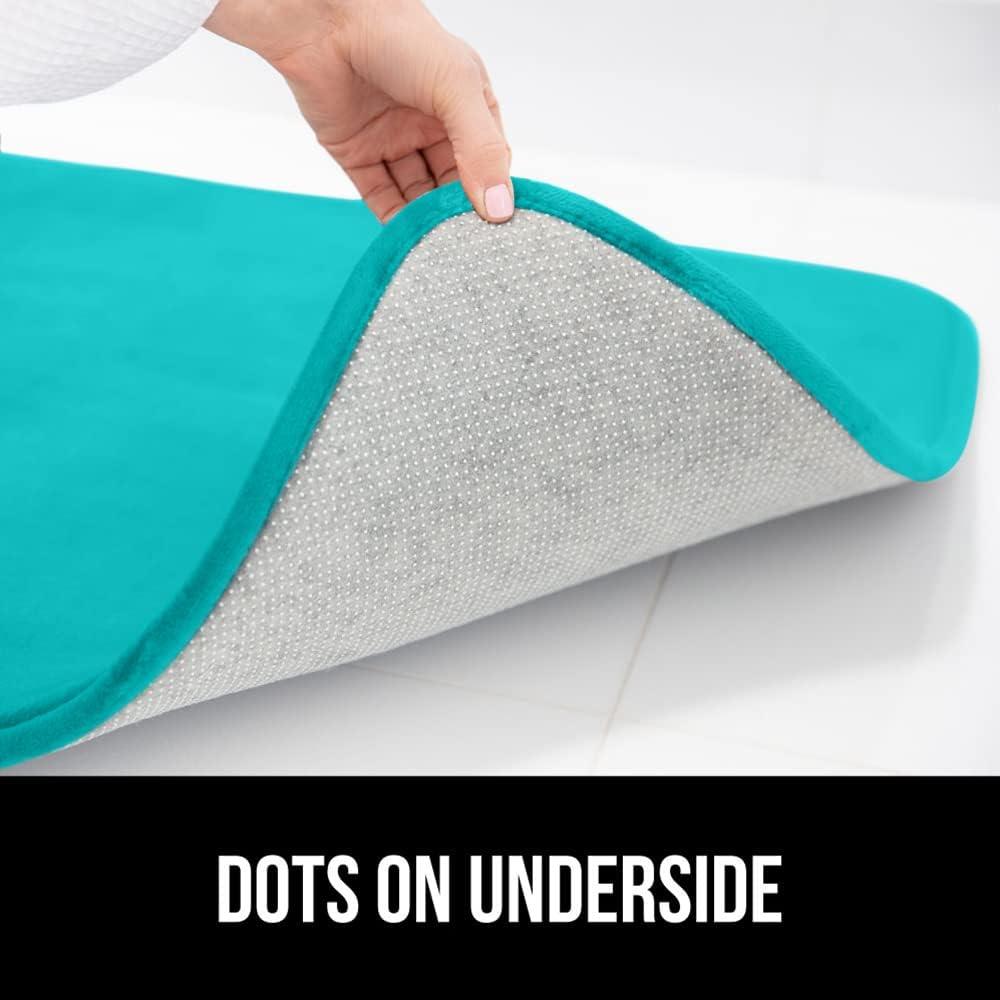 imageGORILLA GRIP Thick Memory Foam Toilet Rug for Bathroom Square Shaped Washable Soft Absorbent Velvet Topside Floor Mats Machine Wash Cushioned Luxury Rugs for Bath Room 225x195 Graphite GrayTurquoise