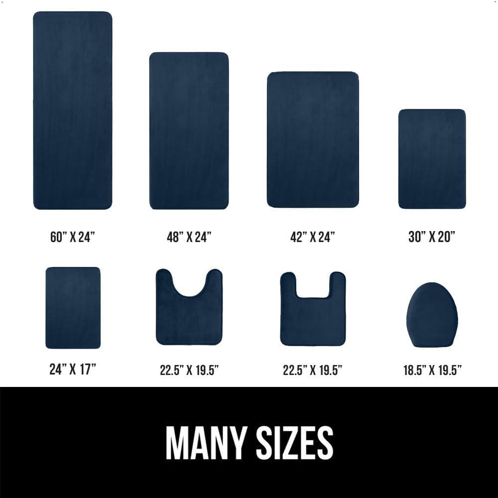 imageGORILLA GRIP Thick Memory Foam Toilet Rug for Bathroom Square Shaped Washable Soft Absorbent Velvet Topside Floor Mats Machine Wash Cushioned Luxury Rugs for Bath Room 225x195 Graphite GrayNavy