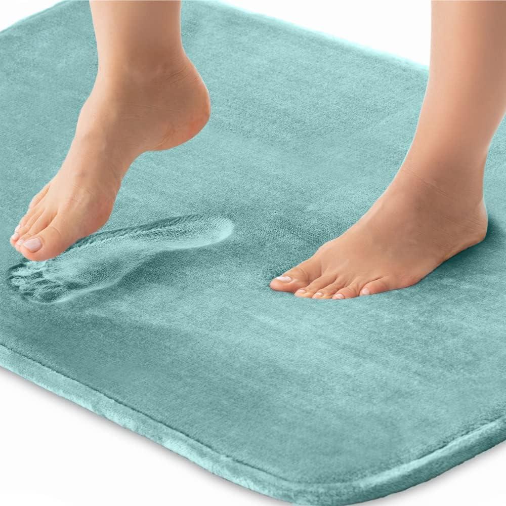 imageGORILLA GRIP Thick Memory Foam Toilet Rug for Bathroom Square Shaped Washable Soft Absorbent Velvet Topside Floor Mats Machine Wash Cushioned Luxury Rugs for Bath Room 225x195 Graphite GraySeablue