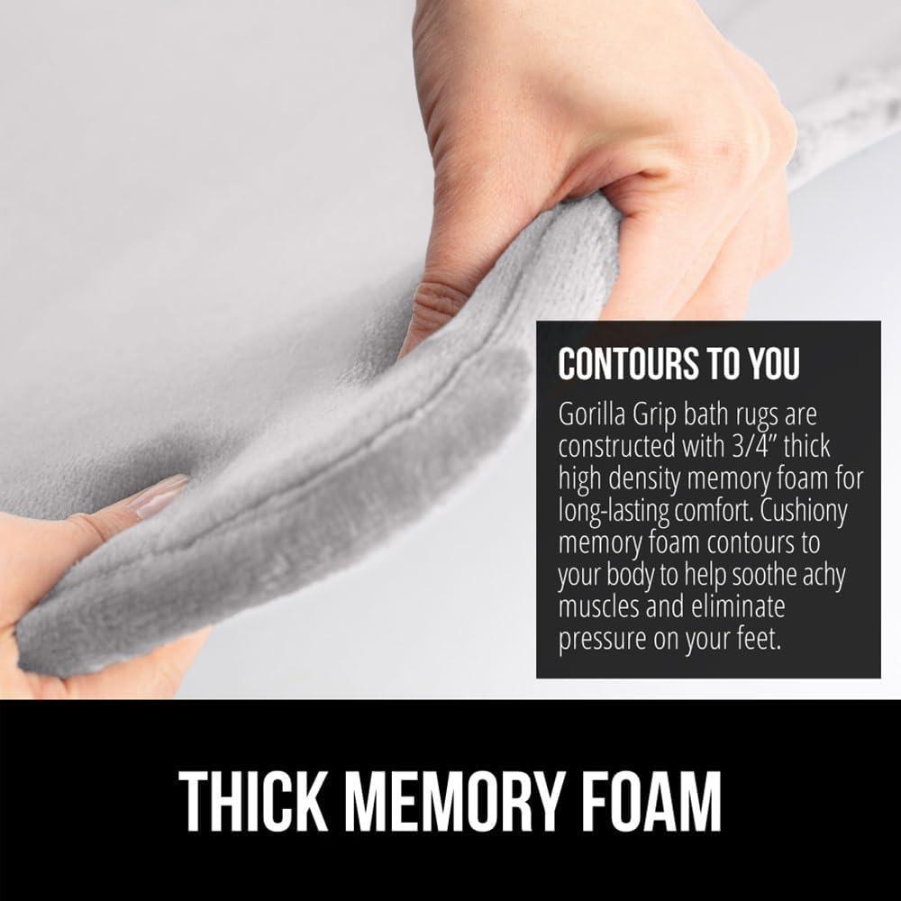 imageGORILLA GRIP Thick Memory Foam Toilet Rug for Bathroom Square Shaped Washable Soft Absorbent Velvet Topside Floor Mats Machine Wash Cushioned Luxury Rugs for Bath Room 225x195 Graphite GrayLight Gray