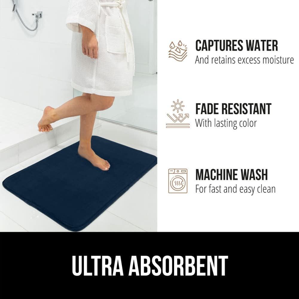 imageGORILLA GRIP Thick Memory Foam Toilet Rug for Bathroom Square Shaped Washable Soft Absorbent Velvet Topside Floor Mats Machine Wash Cushioned Luxury Rugs for Bath Room 225x195 Graphite GrayNavy