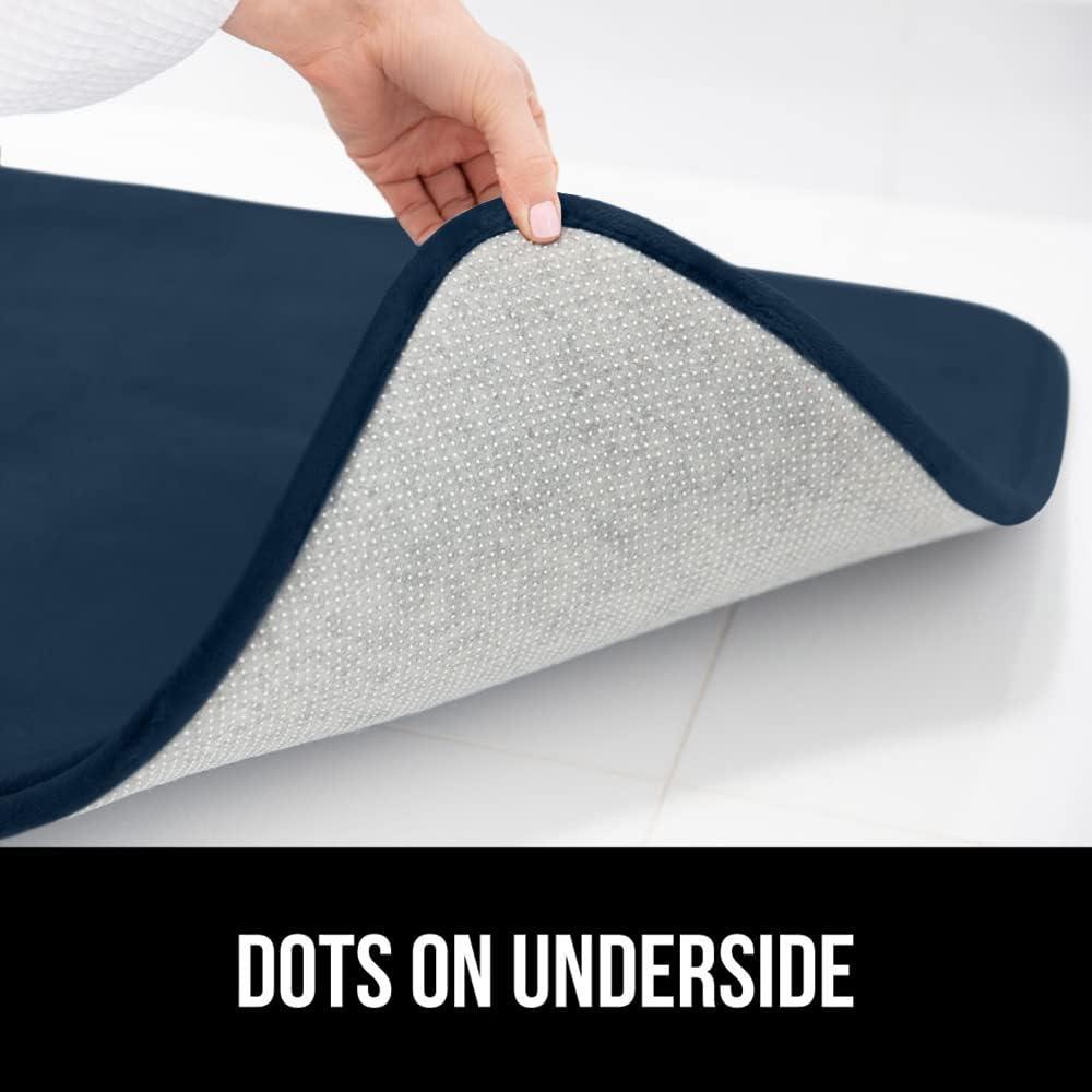 imageGORILLA GRIP Thick Memory Foam Toilet Rug for Bathroom Square Shaped Washable Soft Absorbent Velvet Topside Floor Mats Machine Wash Cushioned Luxury Rugs for Bath Room 225x195 Graphite GrayNavy