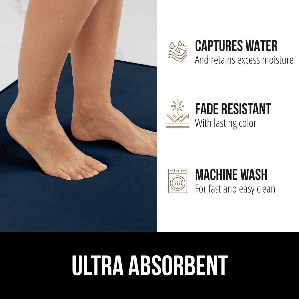 imageGORILLA GRIP Thick Memory Foam Toilet Rug for Bathroom Square Shaped Washable Soft Absorbent Velvet Topside Floor Mats Machine Wash Cushioned Luxury Rugs for Bath Room 225x195 Graphite GrayNavy