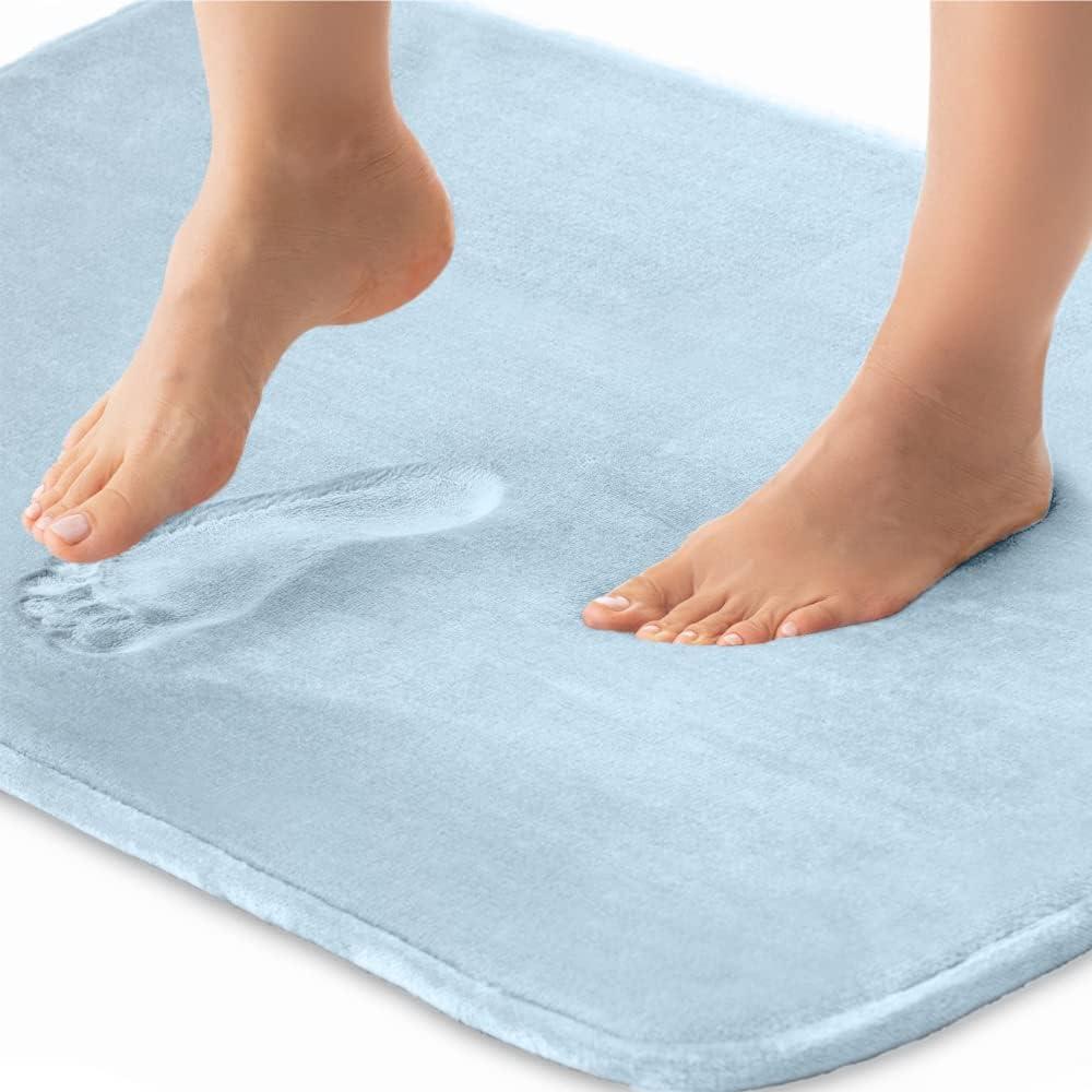 imageGORILLA GRIP Thick Memory Foam Toilet Rug for Bathroom Square Shaped Washable Soft Absorbent Velvet Topside Floor Mats Machine Wash Cushioned Luxury Rugs for Bath Room 225x195 Graphite GrayLight Blue