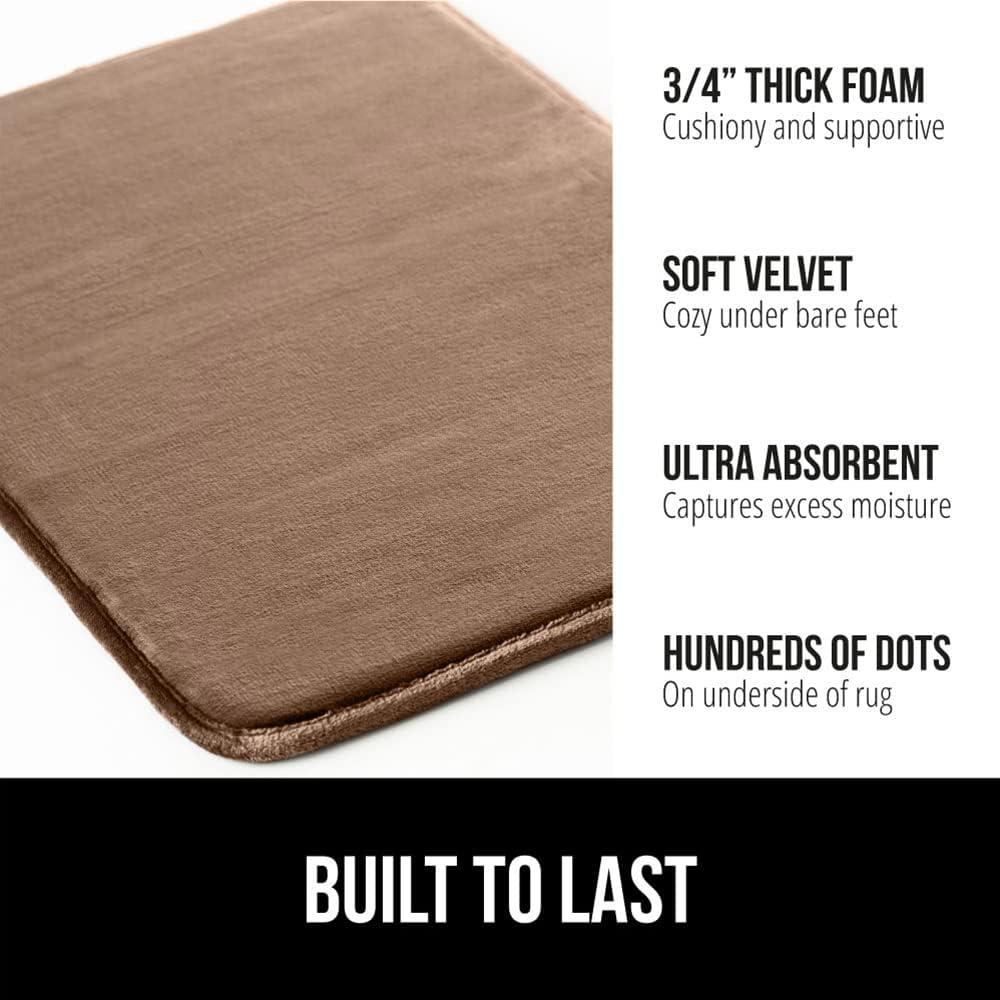 imageGORILLA GRIP Thick Memory Foam Toilet Rug for Bathroom Square Shaped Washable Soft Absorbent Velvet Topside Floor Mats Machine Wash Cushioned Luxury Rugs for Bath Room 225x195 Graphite GrayTaupe