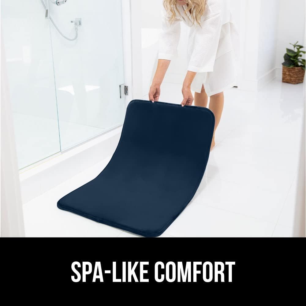 imageGORILLA GRIP Thick Memory Foam Toilet Rug for Bathroom Square Shaped Washable Soft Absorbent Velvet Topside Floor Mats Machine Wash Cushioned Luxury Rugs for Bath Room 225x195 Graphite GrayNavy