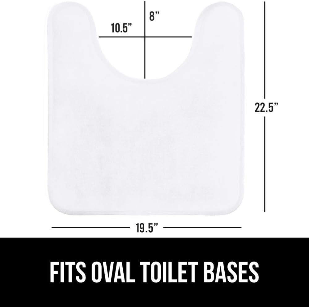 imageGORILLA GRIP Thick Memory Foam Toilet Rug for Bathroom Square Shaped Washable Soft Absorbent Velvet Topside Floor Mats Machine Wash Cushioned Luxury Rugs for Bath Room 225x195 Graphite GrayWhite