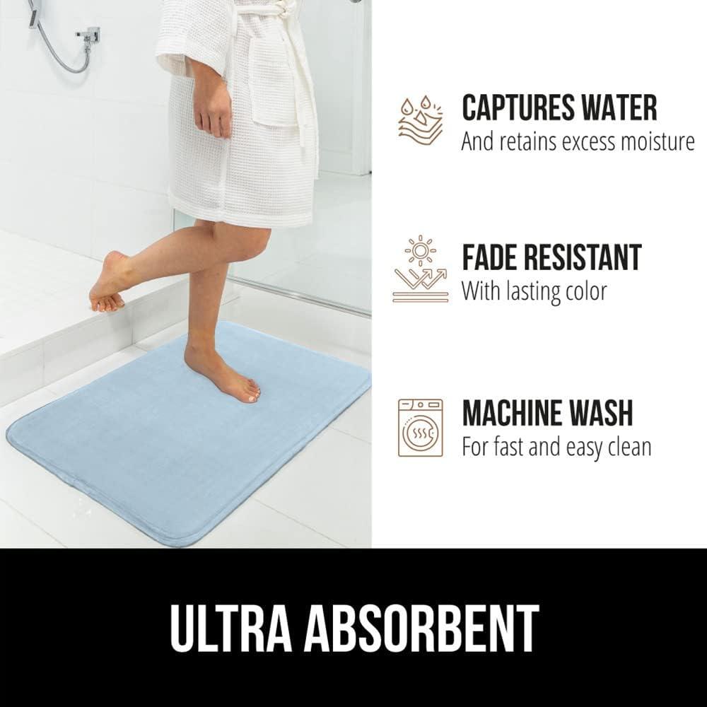 imageGORILLA GRIP Thick Memory Foam Toilet Rug for Bathroom Square Shaped Washable Soft Absorbent Velvet Topside Floor Mats Machine Wash Cushioned Luxury Rugs for Bath Room 225x195 Graphite GrayLight Blue
