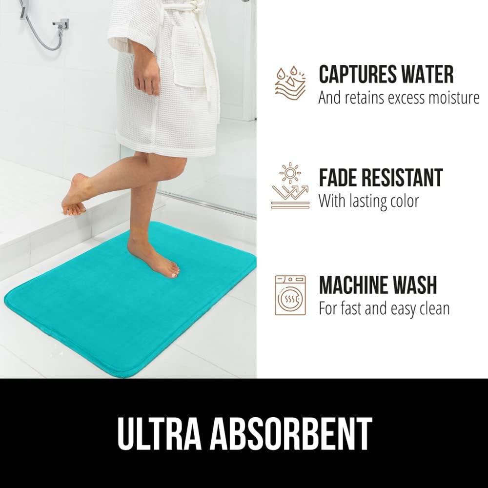 imageGORILLA GRIP Thick Memory Foam Toilet Rug for Bathroom Square Shaped Washable Soft Absorbent Velvet Topside Floor Mats Machine Wash Cushioned Luxury Rugs for Bath Room 225x195 Graphite GrayTurquoise