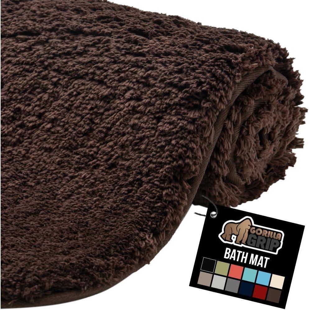 imageGORILLA GRIP Bathroom Rugs Ultra Soft Absorbent Mat Thick Plush Bath Rug Machine Washable Microfiber Quick Dry Mats for Shower Bathtub and Floor Home Decor Accessories 24x17 GrayBrown