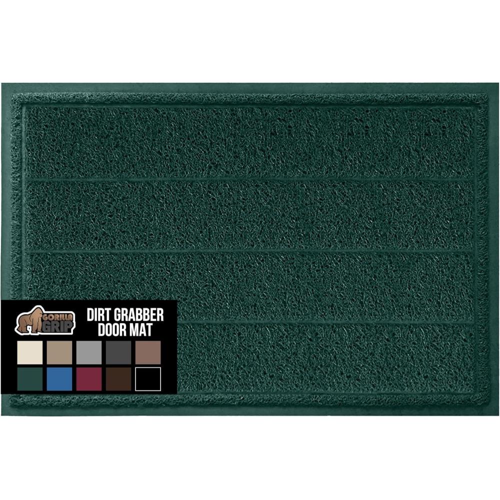 imageGORILLA GRIP Dirt Grabber Mesh Doormat LowProfile Stain and Fade Resistant Heavy Duty Quick Dry Striped Doormats Mats for Indoor or Outdoor Entry Shoe Scraper Garage Entrance Mat 47x35 Dark GrayHunter Green