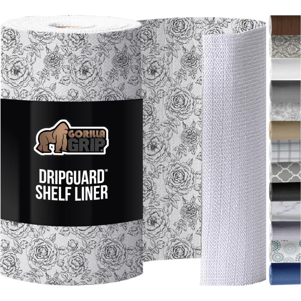 imageGORILLA GRIP DripGuard Shelf Liner Non Adhesive Drawer and Kitchen Cabinet Protector Slip Resistant BPA Free Smooth Surface Plastic Liners for Cabinets Bathrooms Closets 12x120 Inch GrayVintage Rose