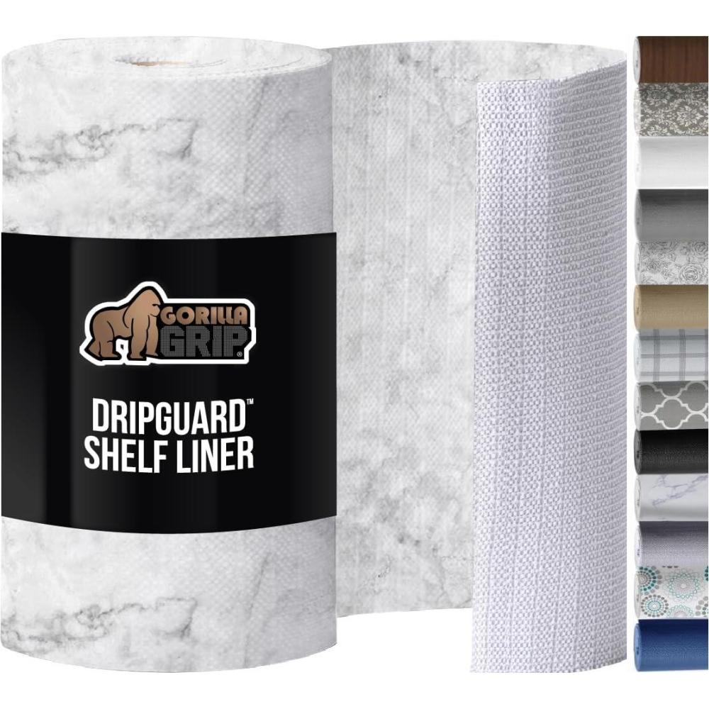 imageGORILLA GRIP DripGuard Shelf Liner Non Adhesive Drawer and Kitchen Cabinet Protector Slip Resistant BPA Free Smooth Surface Plastic Liners for Cabinets Bathrooms Closets 12x120 Inch GrayMarble