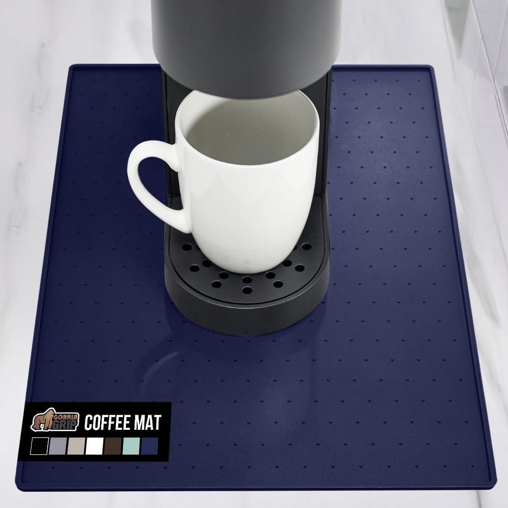 imageGORILLA GRIP Silicone Coffee Mat Espresso Machine Bar Accessories Keep Kitchen Counters Clean Stays in Place Waterproof and Heat Resistant Dish Drying Mats Home Decor Essentials 115x186 BlackNavy