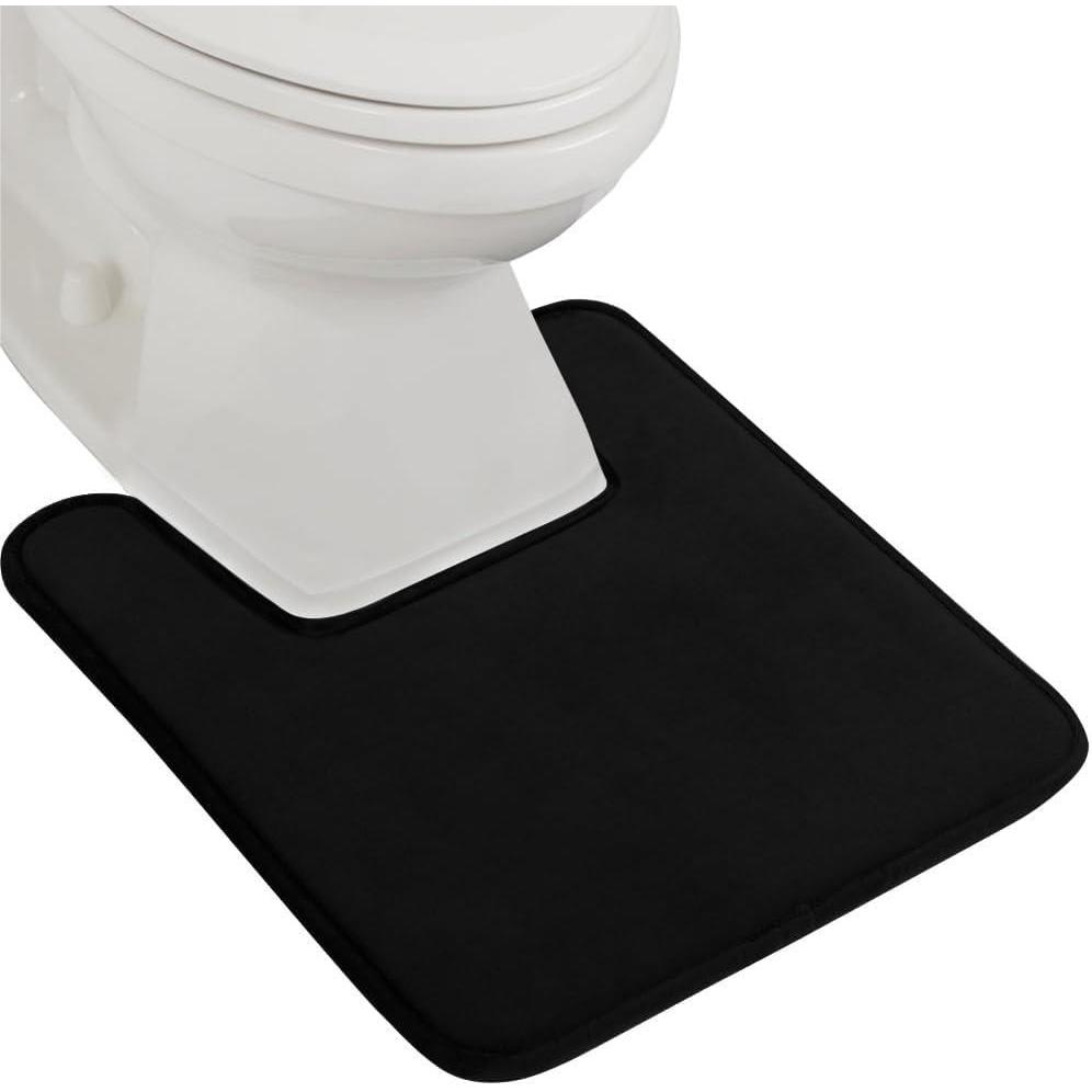 imageGORILLA GRIP Thick Memory Foam Toilet Rug for Bathroom Square Shaped Washable Soft Absorbent Velvet Topside Floor Mats Machine Wash Cushioned Luxury Rugs for Bath Room 225x195 Graphite GrayBlack
