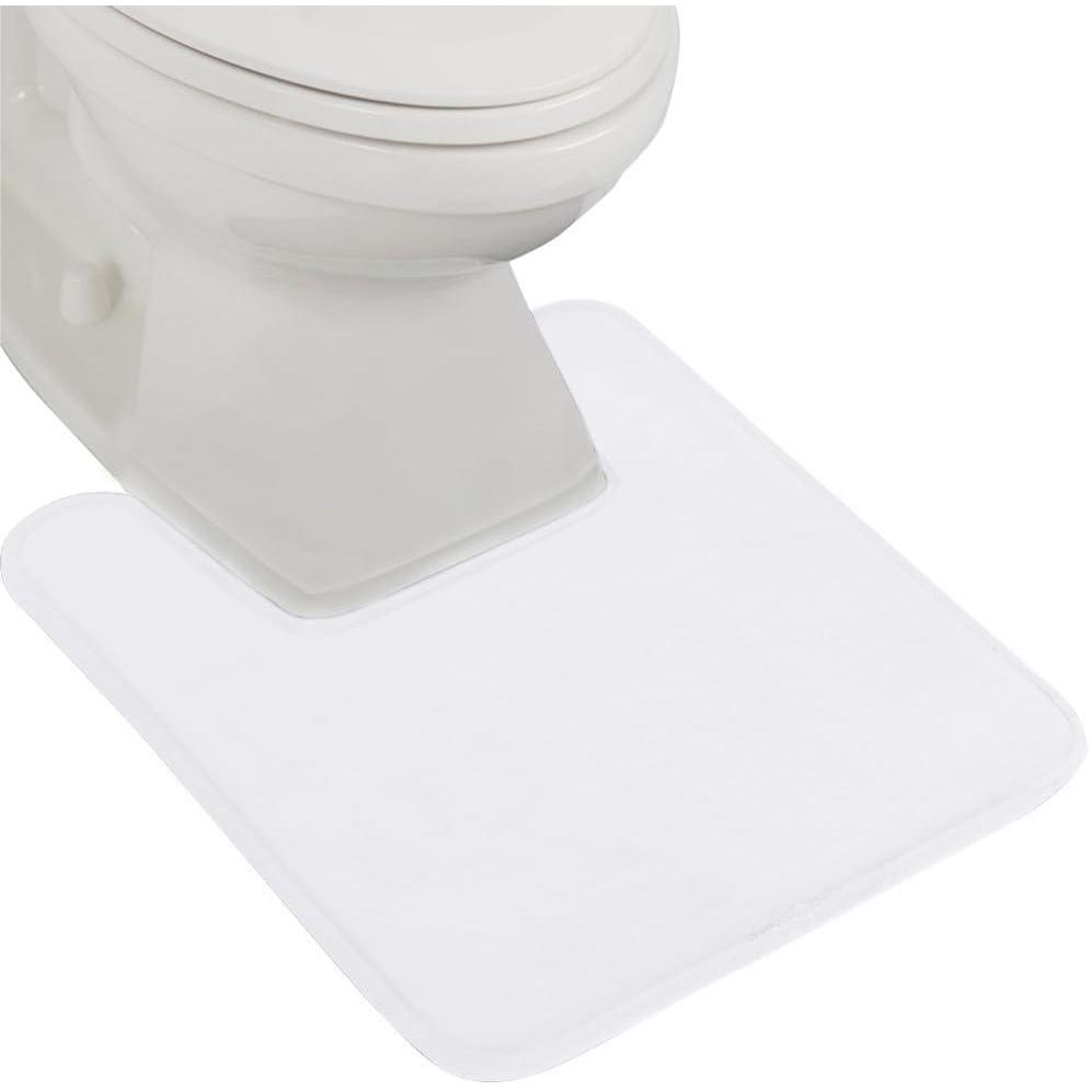 imageGORILLA GRIP Thick Memory Foam Toilet Rug for Bathroom Square Shaped Washable Soft Absorbent Velvet Topside Floor Mats Machine Wash Cushioned Luxury Rugs for Bath Room 225x195 Graphite GrayWhite