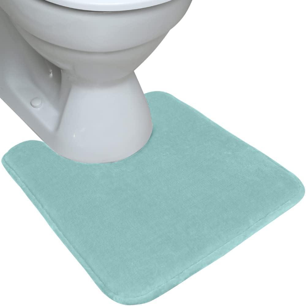 imageGORILLA GRIP Thick Memory Foam Toilet Rug for Bathroom Square Shaped Washable Soft Absorbent Velvet Topside Floor Mats Machine Wash Cushioned Luxury Rugs for Bath Room 225x195 Graphite GraySeablue