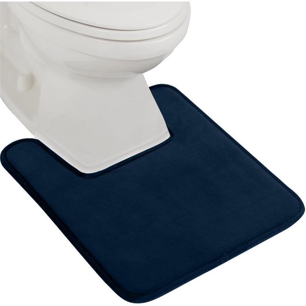 imageGORILLA GRIP Thick Memory Foam Toilet Rug for Bathroom Square Shaped Washable Soft Absorbent Velvet Topside Floor Mats Machine Wash Cushioned Luxury Rugs for Bath Room 225x195 Graphite GrayNavy