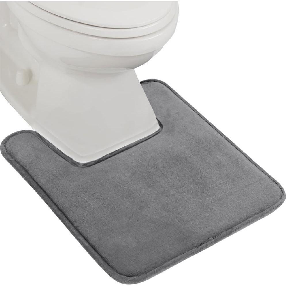 imageGORILLA GRIP Thick Memory Foam Toilet Rug for Bathroom Square Shaped Washable Soft Absorbent Velvet Topside Floor Mats Machine Wash Cushioned Luxury Rugs for Bath Room 225x195 Graphite GrayGraphite Gray