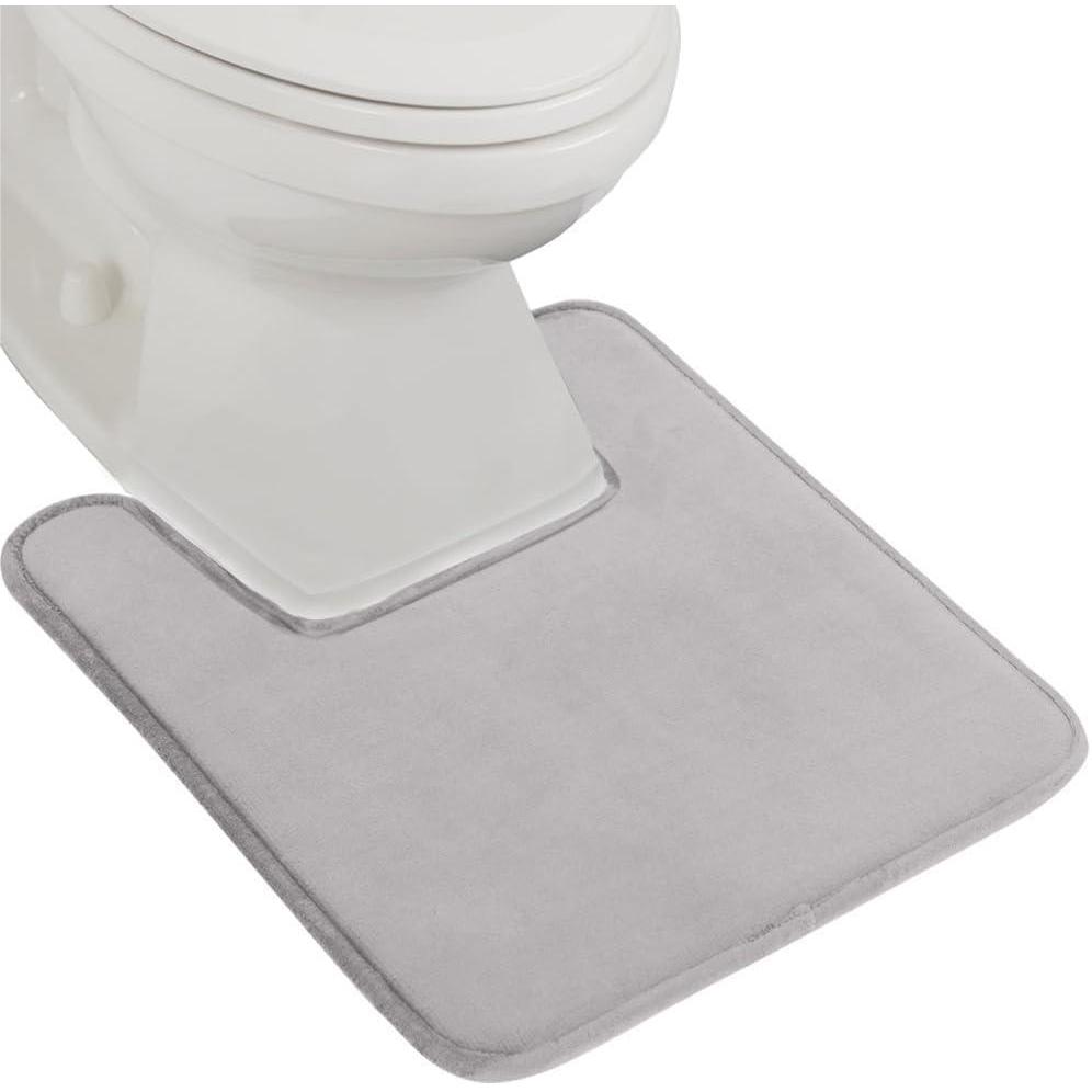 imageGORILLA GRIP Thick Memory Foam Toilet Rug for Bathroom Square Shaped Washable Soft Absorbent Velvet Topside Floor Mats Machine Wash Cushioned Luxury Rugs for Bath Room 225x195 Graphite GrayLight Gray