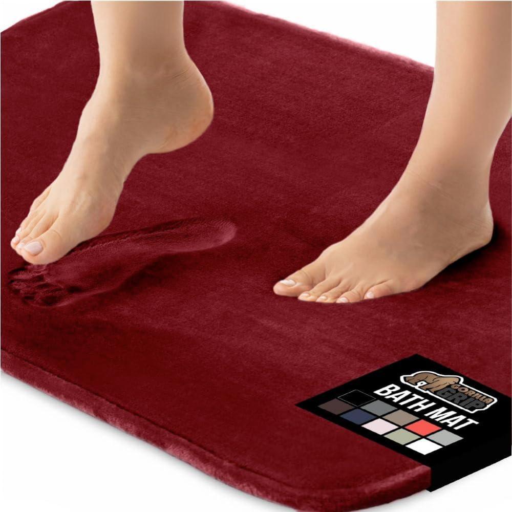 imageGORILLA GRIP Thick Memory Foam Toilet Rug for Bathroom Square Shaped Washable Soft Absorbent Velvet Topside Floor Mats Machine Wash Cushioned Luxury Rugs for Bath Room 225x195 Graphite GrayBurgundy