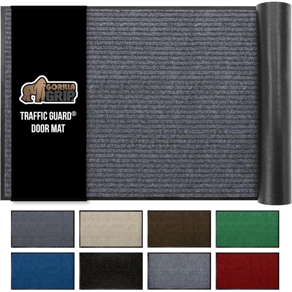 imageGORILLA GRIP Waterproof Traffic Guard Door Mat 72x48 Heavy Duty Entryway Mats Strong Rubber Back Commercial Utility Rugs for Office Hallway Garage Floor and Home Low Profile Carpet Charcoal GrayCharcoal Gray