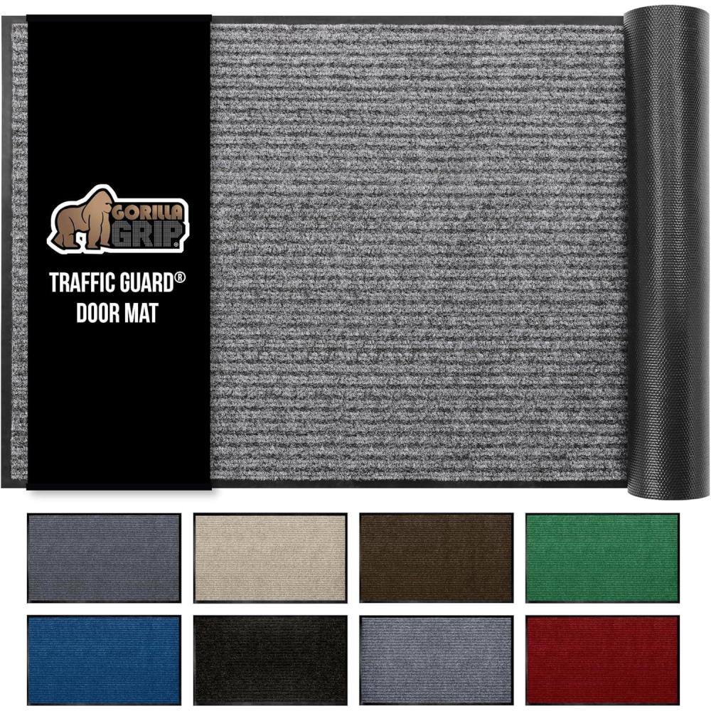 imageGORILLA GRIP Waterproof Traffic Guard Door Mat 72x48 Heavy Duty Entryway Mats Strong Rubber Back Commercial Utility Rugs for Office Hallway Garage Floor and Home Low Profile Carpet Charcoal GrayGrey